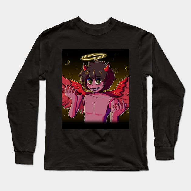 Vaporwave anime aesthetic boy devil angel Long Sleeve T-Shirt by KinseiNoHime